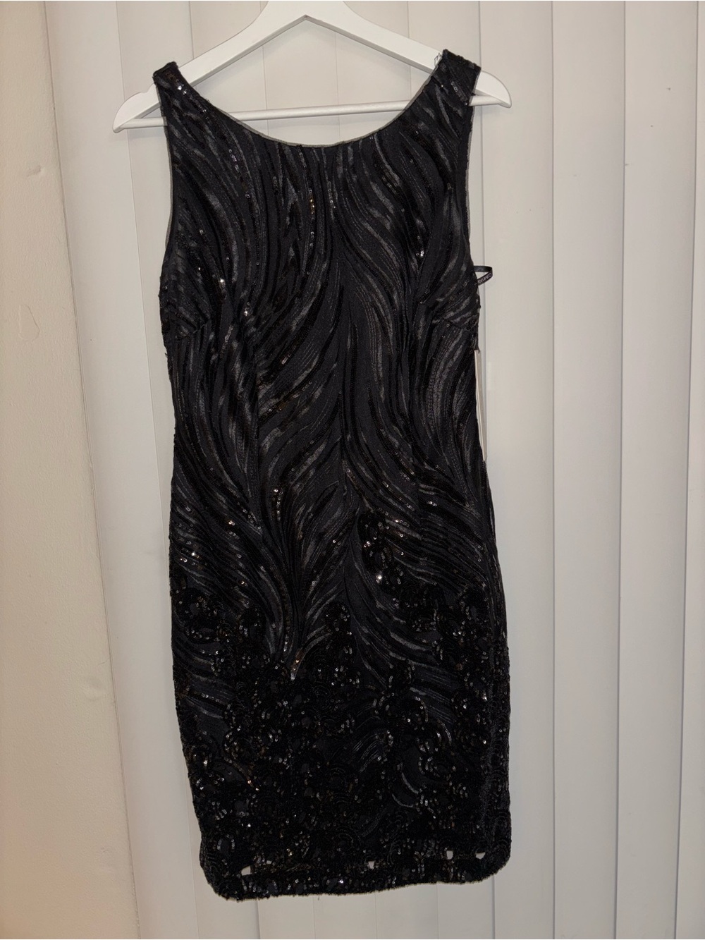 Calvin Klein Black Sequin Midi Sheath Dress